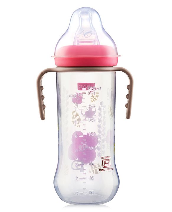 Babyhug Polypropylene Anti-Colic Sterilizable Feeding Bottle With Handle Pink - 250 ml