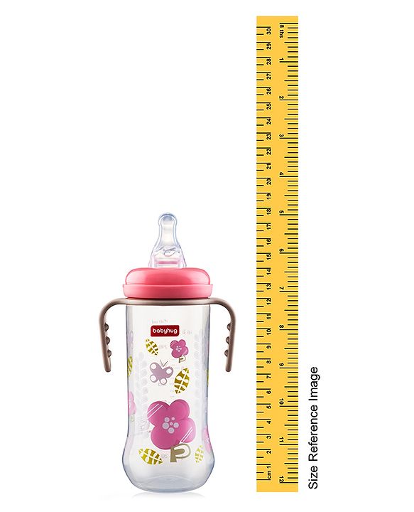 Babyhug Polypropylene Anti-Colic Sterilizable Feeding Bottle With Handle Pink - 250 ml