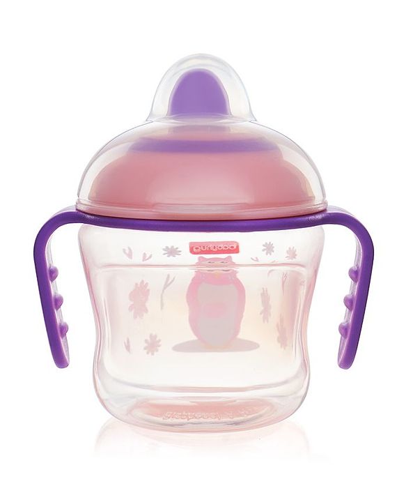 Babyhug Hard Spout Baby Sipper Cup with Anti-Spill Design, Pink & Purple-150 ml | BPA Free | Twin Handle | Lightweight