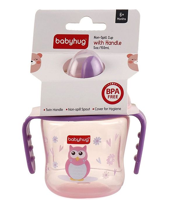 Babyhug Hard Spout Baby Sipper Cup with Anti-Spill Design, Pink & Purple-150 ml | BPA Free | Twin Handle | Lightweight