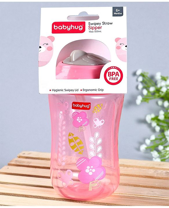 Babyhug Swipey Straw Sipper Pink - 300 ml