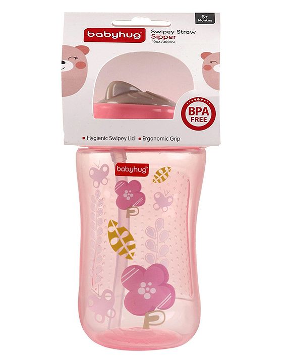 Babyhug Swipey Straw Sipper Pink - 300 ml