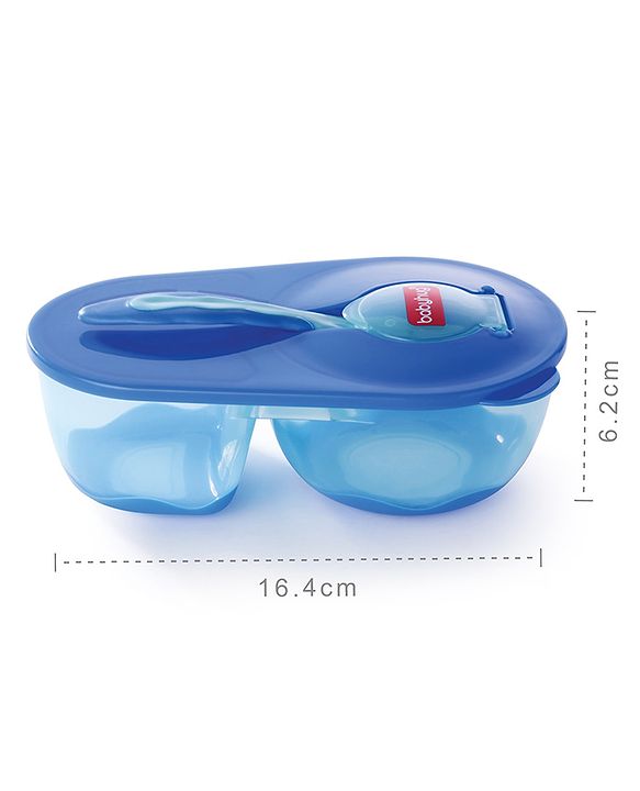 Babyhug Compartment Feeding Bowl With Lid & Spoon Blue - 220 ml