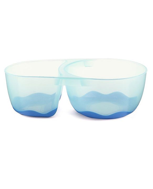 Babyhug Compartment Feeding Bowl With Lid & Spoon Blue - 220 ml