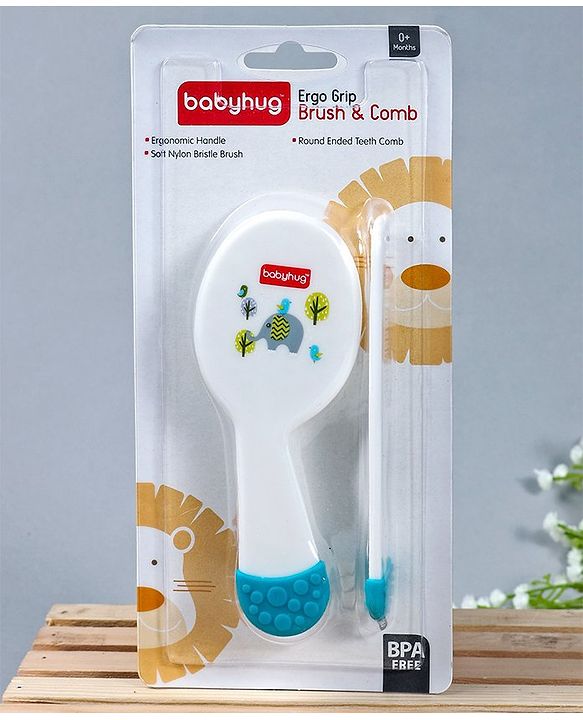 Babyhug Ergo Grip  Hair Brush & Comb Grooming Set - Blue