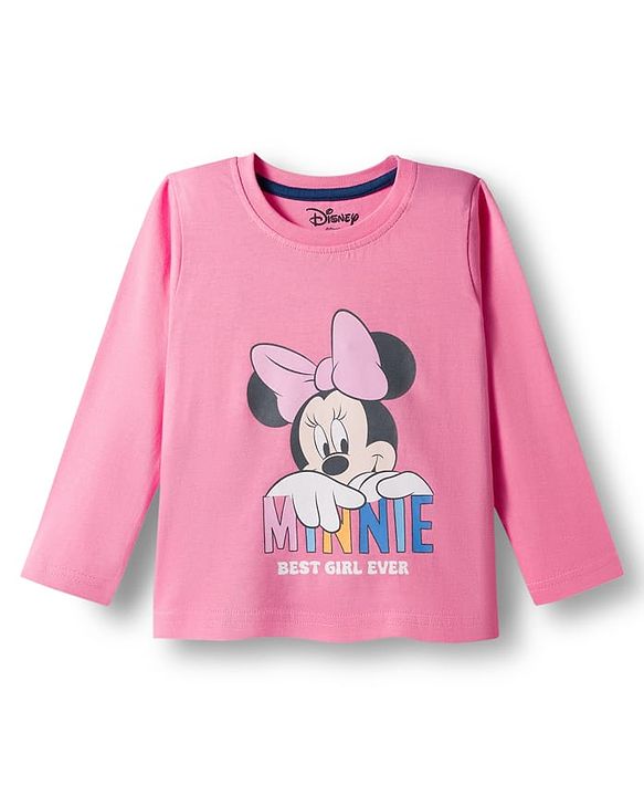 Babyhug Disney Single Jersey Knit Full Sleeves Night Suit With Minnie Mouse Family Graphics - Pink & Navy Blue