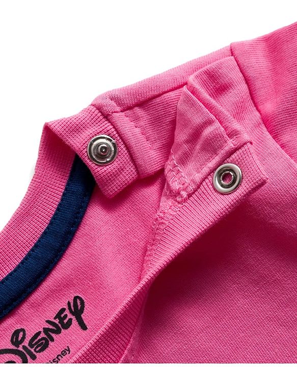 Babyhug Disney Single Jersey Knit Full Sleeves Night Suit With Minnie Mouse Family Graphics - Pink & Navy Blue