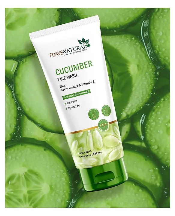 Radiant Skin Awaits! 7 Days Natural Cucumber Face Wash - 100ml