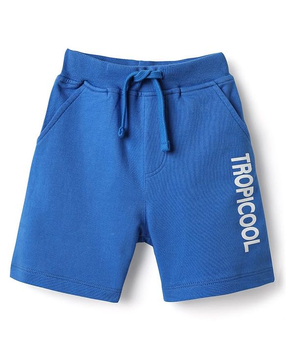 Babyhug Single Jersey Knit Sleeveless T-Shirt & Shorts with Leaf Print - Blue