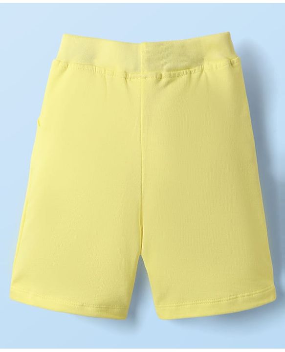 Babyhug Single Jersey Knit Half Sleeves Striped Henley T-Shirt & Shorts Set - Yellow