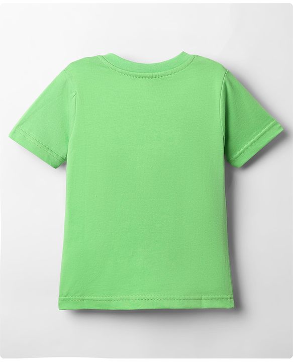 Babyhug Cotton Knit Half Sleeves T-Shirt with Dino Print - Light Green