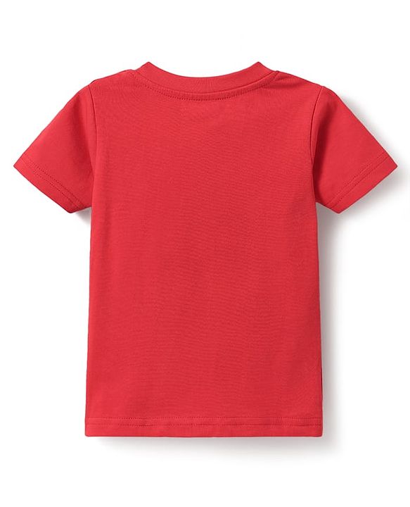 Babyhug Cotton Knit Half Sleeves T-Shirt with Dino Print - Red