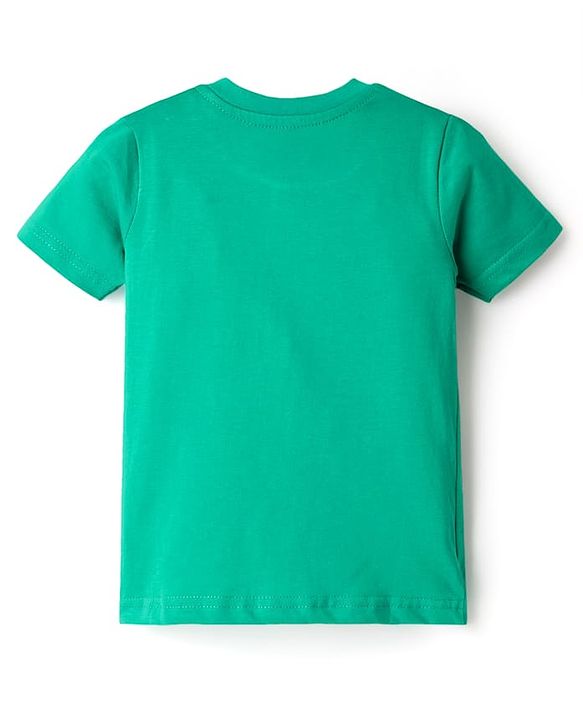 Babyhug Cotton Knit Half Sleeves T-Shirt with Giraffe Print - Mint
