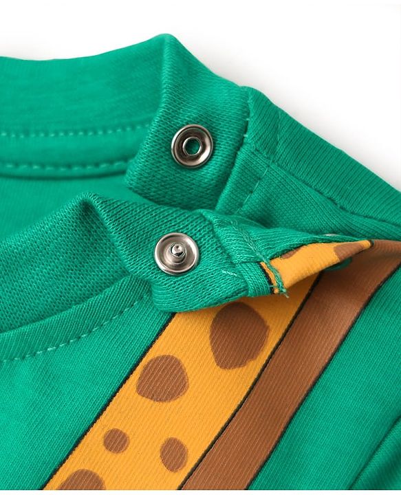 Babyhug Cotton Knit Half Sleeves T-Shirt with Giraffe Print - Mint