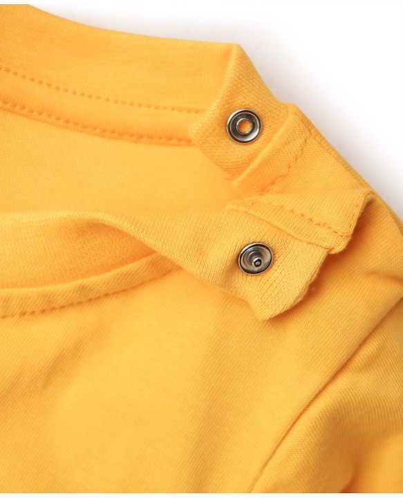 Babyhug Cotton Knit Half Sleeves T-Shirt with Bear Print - Yellow