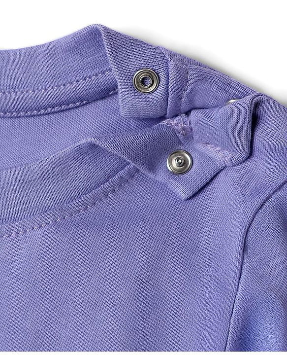 Babyhug Cotton Knit Half Sleeves T-Shirt with Cub Print - Purple