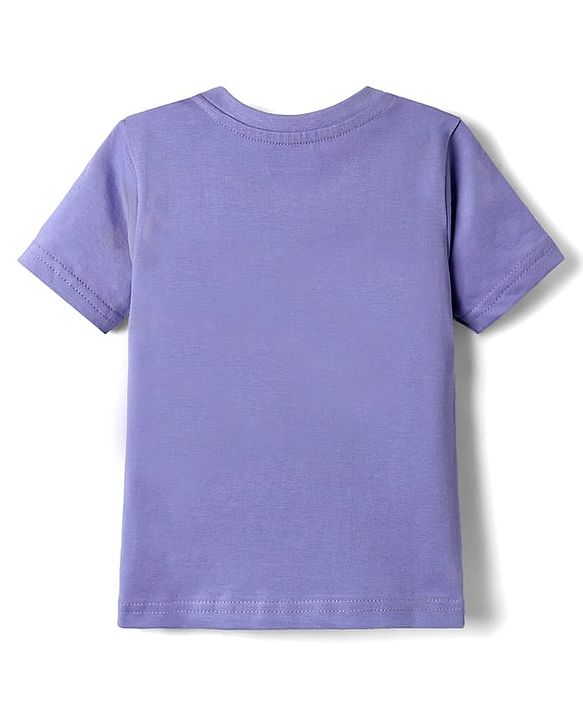 Babyhug Cotton Knit Half Sleeves T-Shirt with Cub Print - Purple