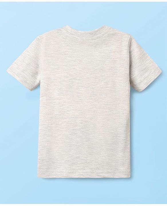 Babyhug Cotton Knit Half Sleeves T-Shirt With Crocodile Print - Grey
