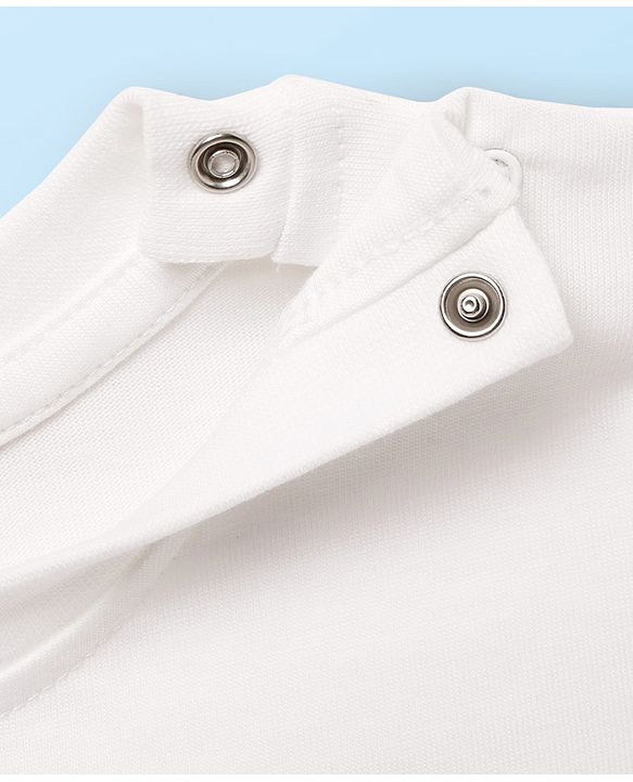 Babyhug Cotton Knit Half Sleeves Solid Color T-Shirt - White