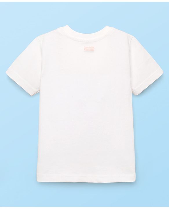 Babyhug Cotton Knit Half Sleeves Solid Color T-Shirt - White