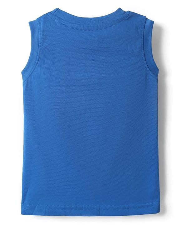 Babyhug Cotton Knit Sleeveless Tank T-Shirt  With Stripes & Good Times Print Pack Of 3 - Blue & Yellow