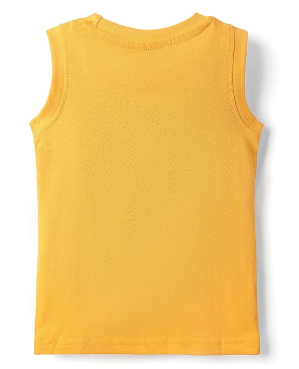 Babyhug Cotton Knit Sleeveless Tank T-Shirt  With Stripes & Good Times Print Pack Of 3 - Blue & Yellow