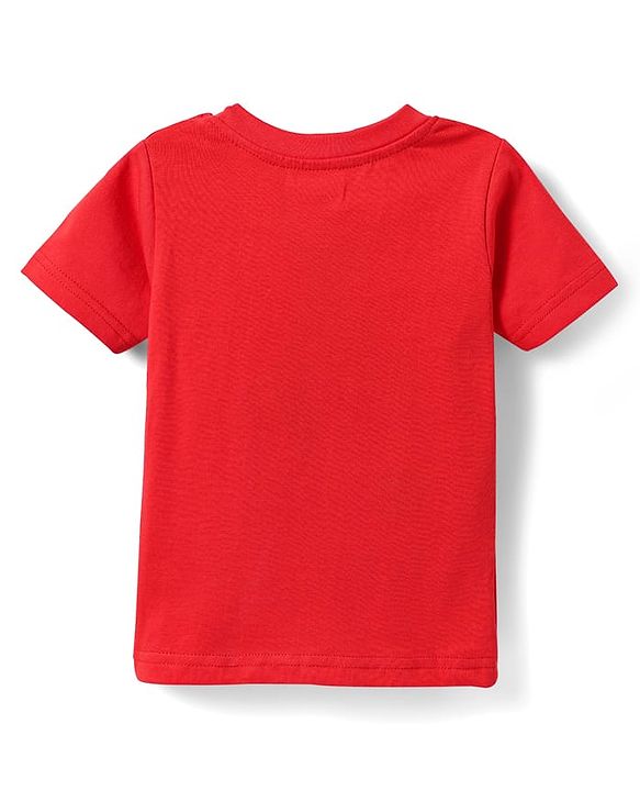 Babyhug Cotton Knit Half Sleeves T-Shirt With Animal Print Pack Of 3 - Red & Navy Blue