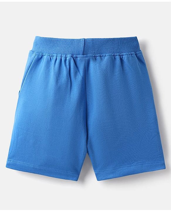 Babyhug Single Jersey Knit Sleeveless Tank T-Shirt and Shorts Set with Beach Theme Print - Blue & Yellow
