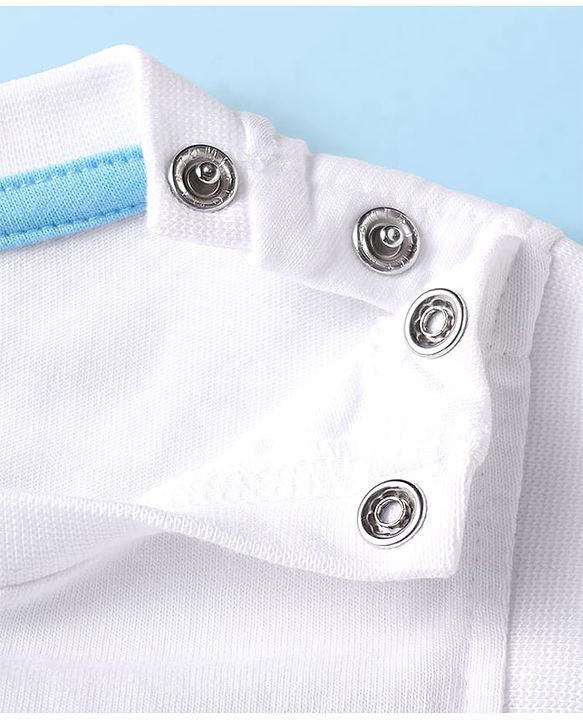 Babyhug Single Jersey Knit Sleeveless Tank T-Shirt & Shorts Set Tropical Theme Print- White Blue & Green