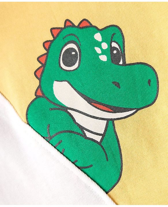 Babyhug 100% Cotton Knit Half Sleeves Croc Printed Cut & Sew T-Shirt & Short Set - Blue & Yellow