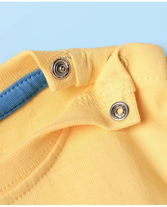 Babyhug 100% Cotton Knit Half Sleeves Croc Printed Cut & Sew T-Shirt & Short Set - Blue & Yellow