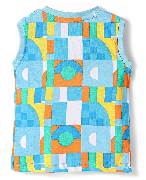 Babyhug Single Jersey Knit Sleeveless Printed Tank T-Shirt & Shorts Co-Ord Set - Multicolor