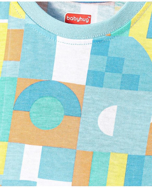 Babyhug Single Jersey Knit Sleeveless Printed Tank T-Shirt & Shorts Co-Ord Set - Multicolor