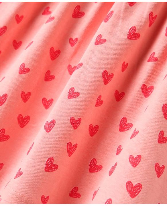 Babyhug Single Jersey Knit Sleeveless Frock With Heart Print - Pink