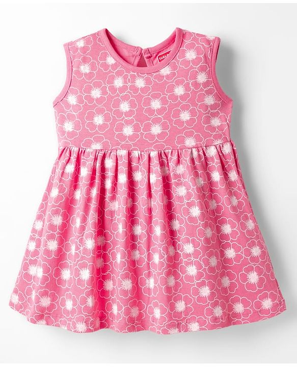 Babyhug Sleeveless Party Frock Sequin Detail - Red main image 1