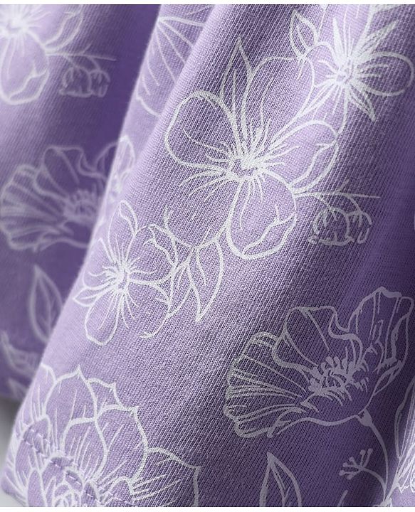Babyhug Single Jersey Knit Sleeveless Frock With Floral Print - Lilac