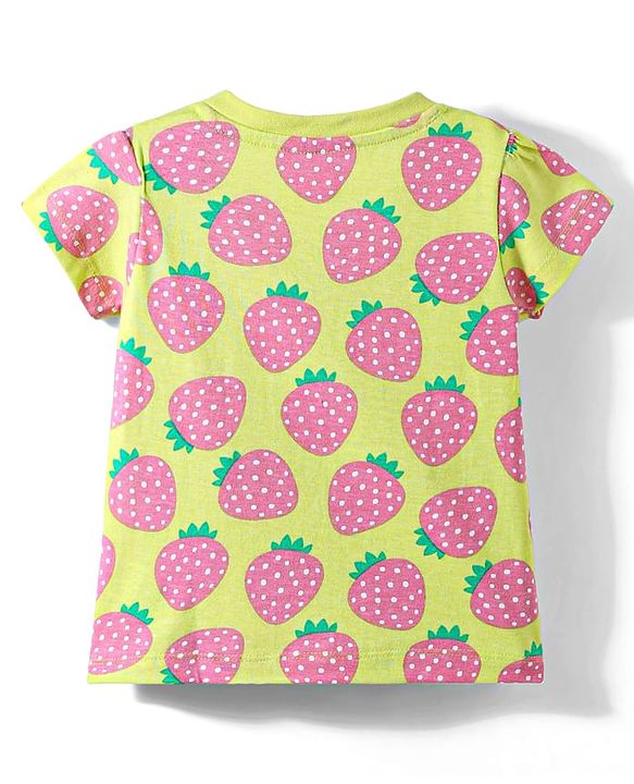 Babyhug Cotton Knit Half Sleeves Co-ords Shorts Night Wear With Fruit Print Pack Of 2 - Purple & Pink