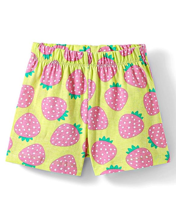 Babyhug Cotton Knit Half Sleeves Co-ords Shorts Night Wear With Fruit Print Pack Of 2 - Purple & Pink