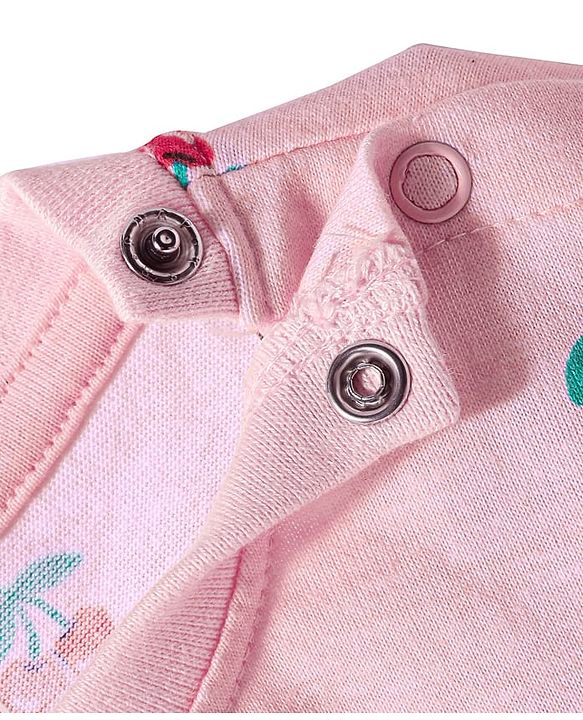 Babyhug Cotton Knit Half Sleeves Co-ords Shorts Night Wear With Fruit Print Pack Of 2 - Purple & Pink