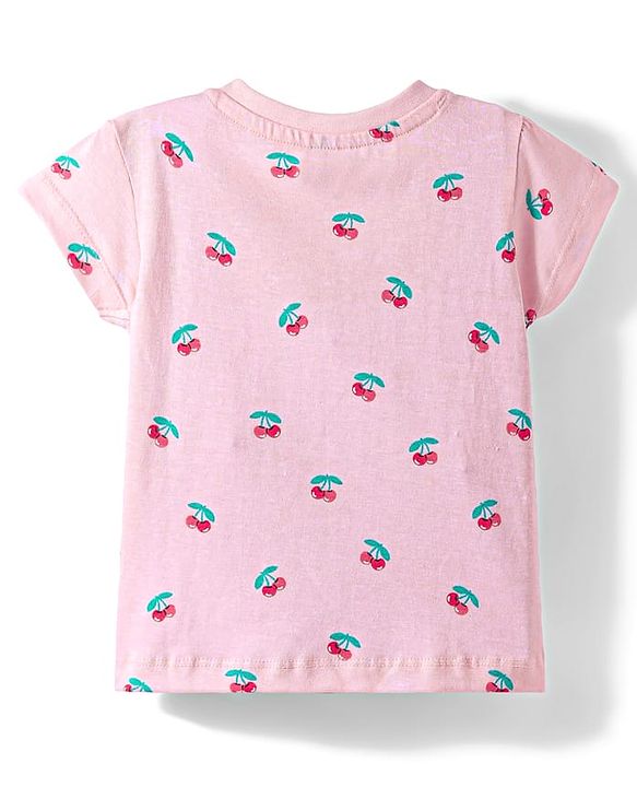 Babyhug Cotton Knit Half Sleeves Co-ords Shorts Night Wear With Fruit Print Pack Of 2 - Purple & Pink