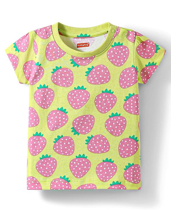 Babyhug Cotton Knit Half Sleeves Co-ords Shorts Night Wear With Fruit Print Pack Of 2 - Purple & Pink