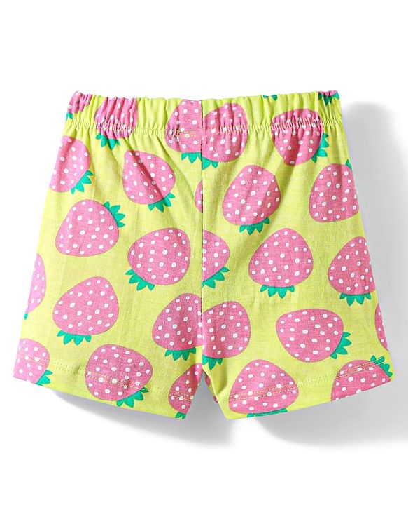 Babyhug Cotton Knit Half Sleeves Co-ords Shorts Night Wear With Fruit Print Pack Of 2 - Purple & Pink