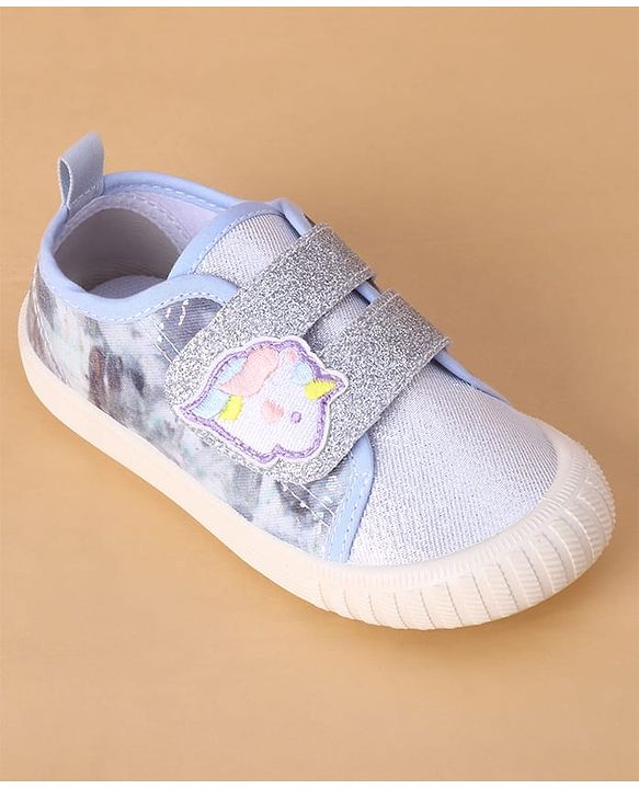 Cute Walk by Babyhug Velcro Closure Casual Shoes with Glitter Print - Silver