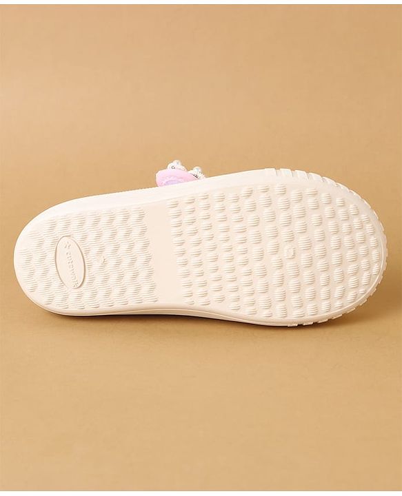 Cute Walk by Babyhug Velcro Closure Casual Shoes with Floral Applique - Beige