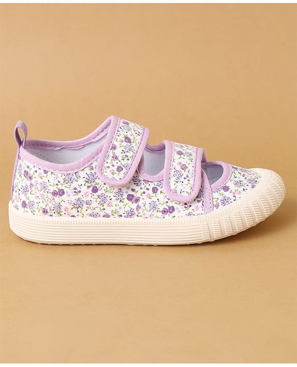 Cute Walk by Babyhug Velcro Closure Casual Shoes with Floral Print - Purple
