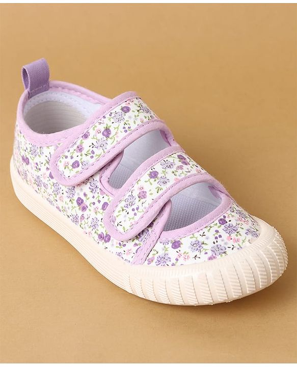 Cute Walk by Babyhug Velcro Closure Casual Shoes with Floral Print - Purple