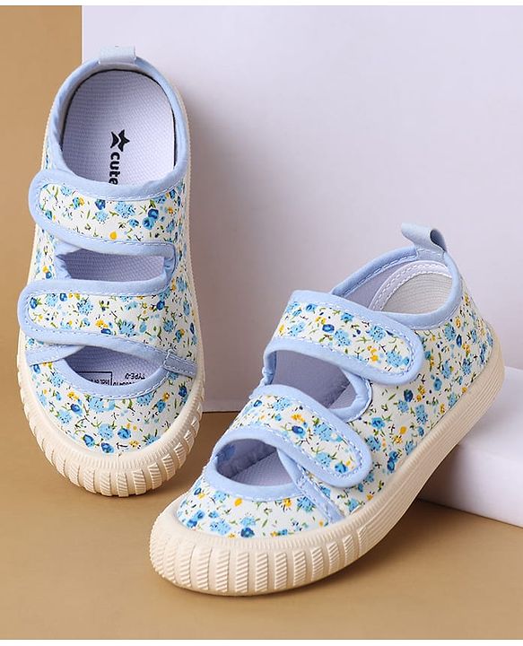 Cute Walk by Babyhug Velcro Closure Casual Shoes with Floral Print - Purple