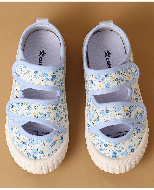 Cute Walk by Babyhug Velcro Closure Casual Shoes with Floral Print - Purple
