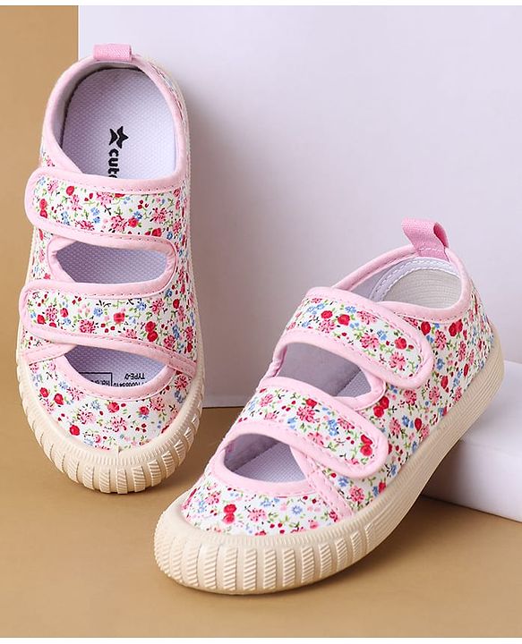 Cute Walk by Babyhug Velcro Closure Casual Shoes with Floral Print - Purple