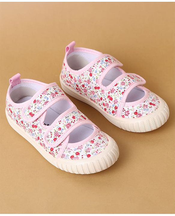 Cute Walk by Babyhug Velcro Closure Casual Shoes with Floral Print - Purple